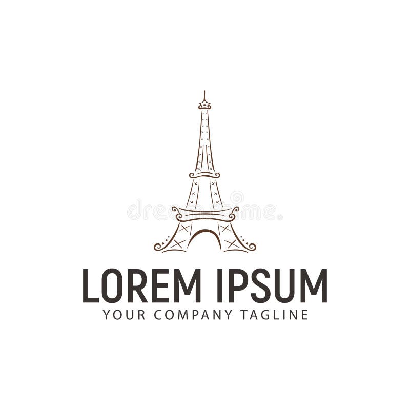 Logotipo de la torre Eiffel plantilla del concepto de diseño del handrawn libre illustration Logotipo de la torre Eiffel plantilla del concepto de diseño del handrawn libre illustration