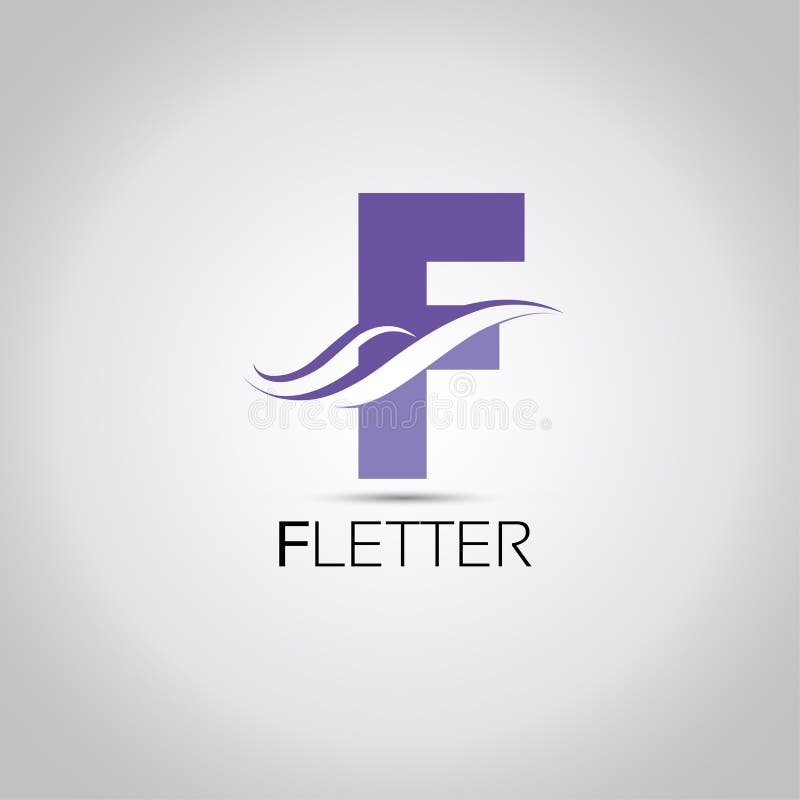 Logotipo de las ondas de la letra de F. Las ondas de la letra de F diseñan el logotipo del vector