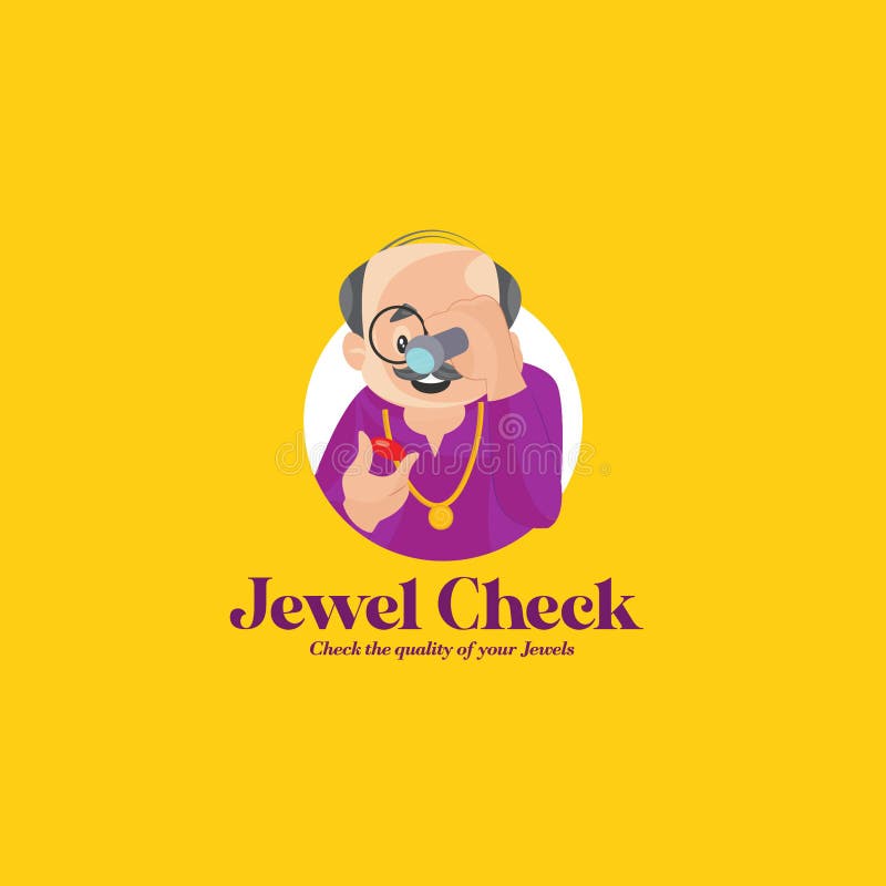 Logotipo de mascota vectorial de control de joyas. Plantilla de logotipo de mascota vectorial de verificación de joyas.