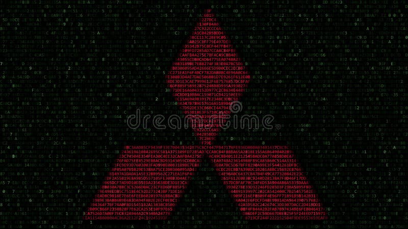 Logotipo de Mitsubishi hecho de símbolos hexadecimales en la pantalla de ordenador Representación editorial 3D.