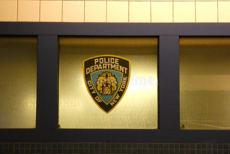 The logo of the New York Police Department, the largest police force in the United States, at the Transit District 1, on Columbus Circle, Midtown Manhattan. The logo of the New York Police Department, the largest police force in the United States, at the Transit District 1, on Columbus Circle, Midtown Manhattan.