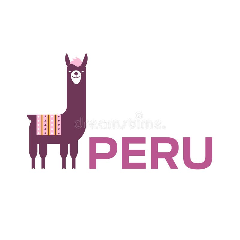 Logotipo de Perú con el lama ilustración del vector Logotipo de Perú con el lama ilustración del vector