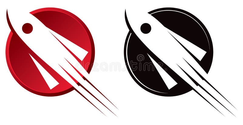 A red rocket ship logo icon. A red rocket ship logo icon