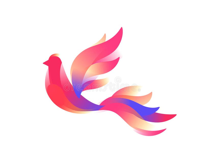 Logotipo de un pájaro Un pájaro fabuloso Imagen del vector en un estilo plano en un fondo blanco Símbolo rosado del chirrido de l stock de ilustración Logotipo de un pájaro Un pájaro fabuloso Imagen del vector en un estilo plano en un fondo blanco Símbolo rosado del chirrido de l stock de ilustración