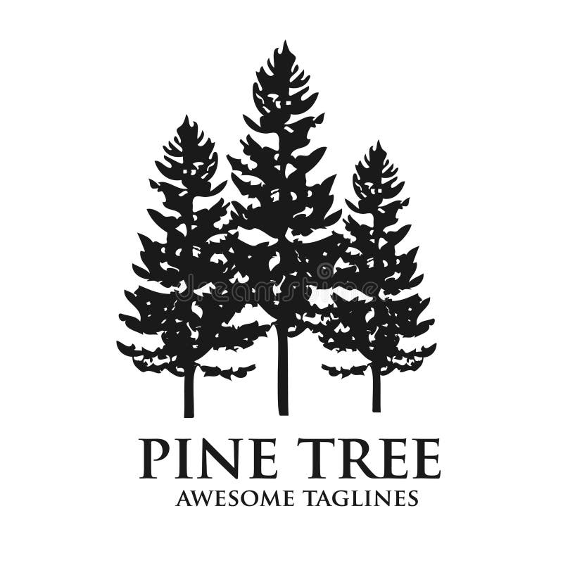 Logotipo del bosque de la silueta del verde del árbol de pino