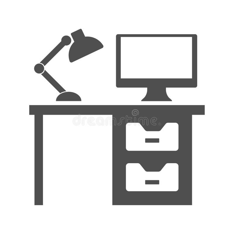 Logotipo del icono del escritorio del ordenador stock de ilustración Logotipo del icono del escritorio del ordenador stock de ilustración