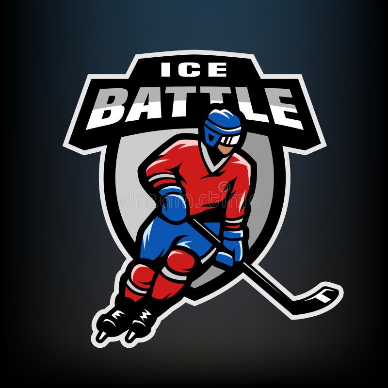 Logotipo del jugador de hockey, emblema ilustración del vector Logotipo del jugador de hockey, emblema ilustración del vector