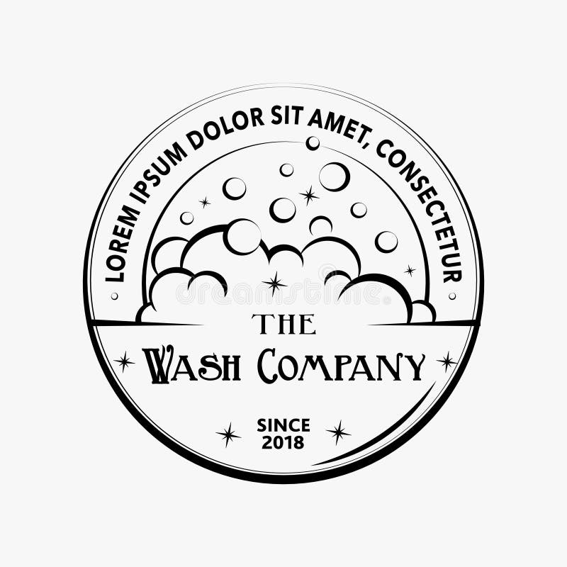 Logotipo del lavado Vector y ejemplo Diseño de la camiseta Diseño de los bubles del jabón