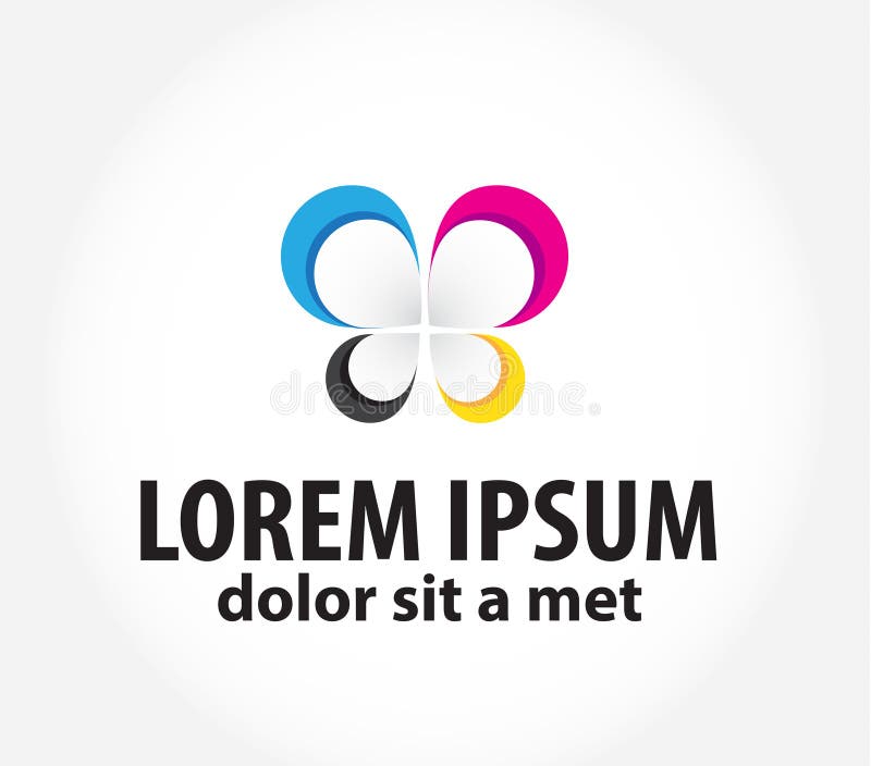 Logotipo do molde com borboleta projeto para imprimir, polygraphy ilustração do vetor Logotipo do molde com borboleta projeto para imprimir, polygraphy ilustração do vetor