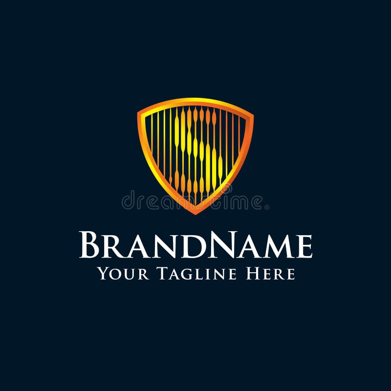 Logotipo do protetor da letra S inicial com cor do ouro ilustração royalty free