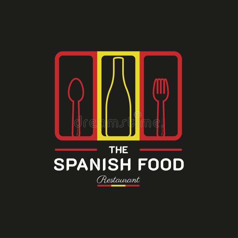 Logotipo Do Restaurante Alimentar Espanhol. Símbolo De Bandeira De