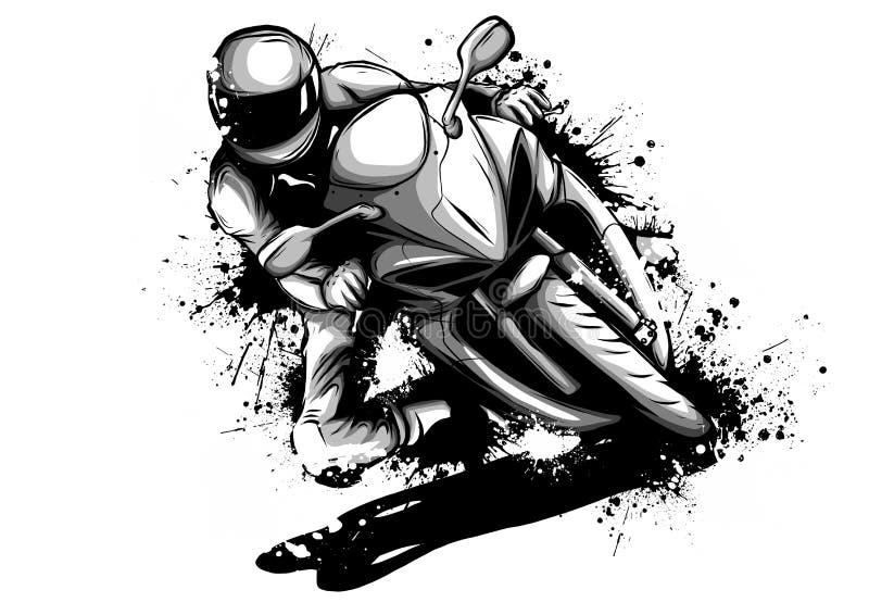 Desenho Em Preto E Branco De Vetor De Moto Com Desenho De Peças  Sobressalentes Ilustração do Vetor - Ilustração de lambreta, motocross:  213643611