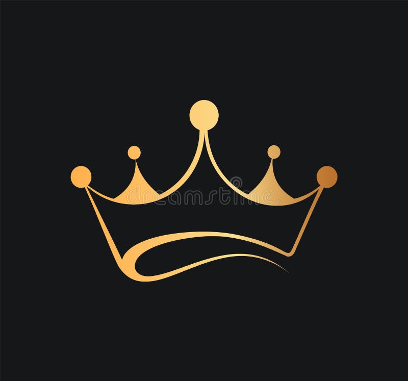 Logotipo do vetor da coroa ou do reino Logótipo da coroa dourada sobre fundo escuro