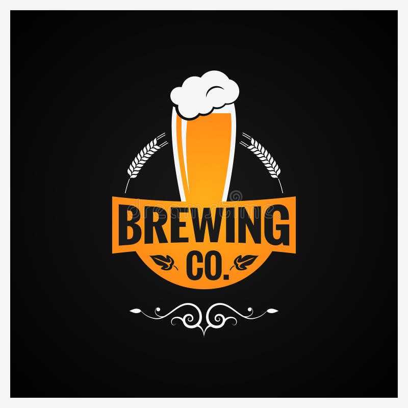 Logotipo do vidro de cerveja Fundo de empresa da fabricação de cerveja ilustração do vetor Logotipo do vidro de cerveja Fundo de empresa da fabricação de cerveja ilustração do vetor