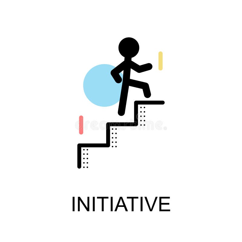 Initiative logo and man with stairs on white background illustration design. Initiative logo and man with stairs on white background illustration design.