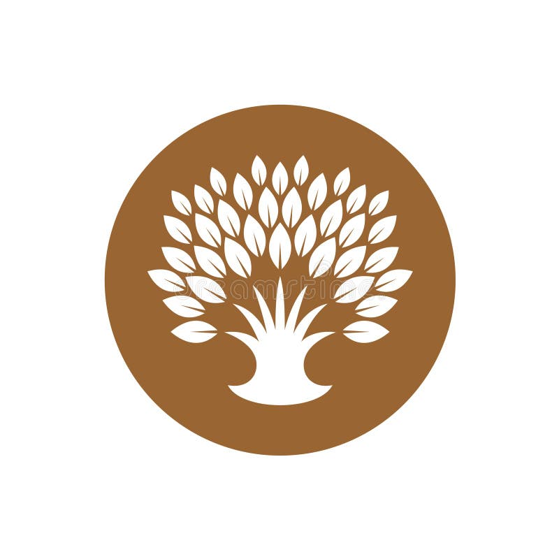 Logotipo estilizado del árbol con la corona rica de hojas ilustración del vector Logotipo estilizado del árbol con la corona rica de hojas ilustración del vector