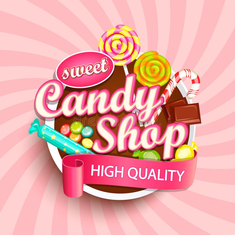 Logotipo, etiqueta o emblema de la tienda del caramelo