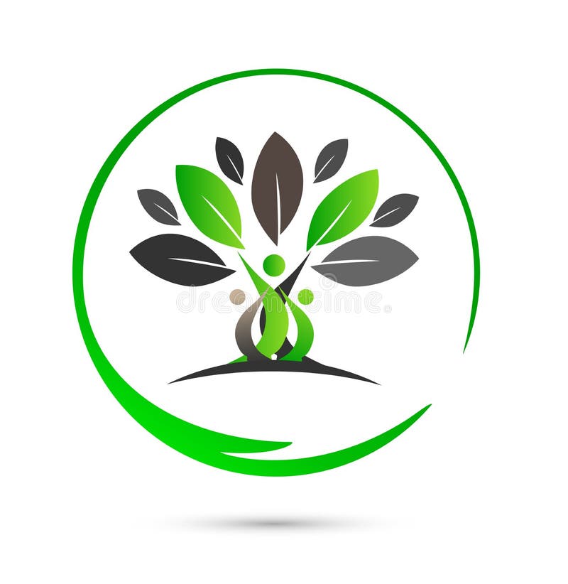 Logotipo feliz del árbol de familia stock de ilustración Logotipo feliz del árbol de familia stock de ilustración