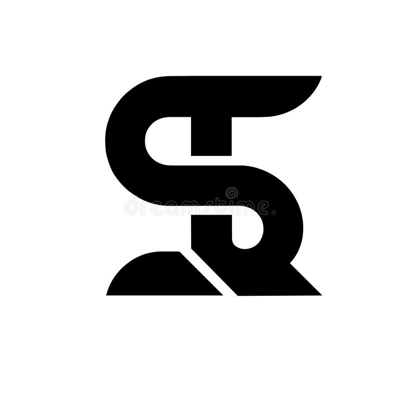 Logotipo monograma preto combinando as letras s e r ilustração do vetor