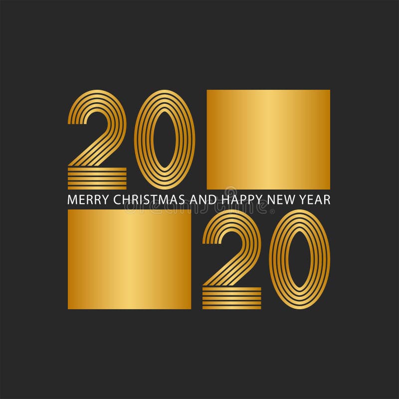 Logotipo 2020 número de color oro de muchas lÃneas delgadas diseño lineal, con alegres navidades y feliz lema de texto de año stock de ilustración Logotipo 2020 número de color oro de muchas lÃneas delgadas diseño lineal, con alegres navidades y feliz lema de texto de año stock de ilustración
