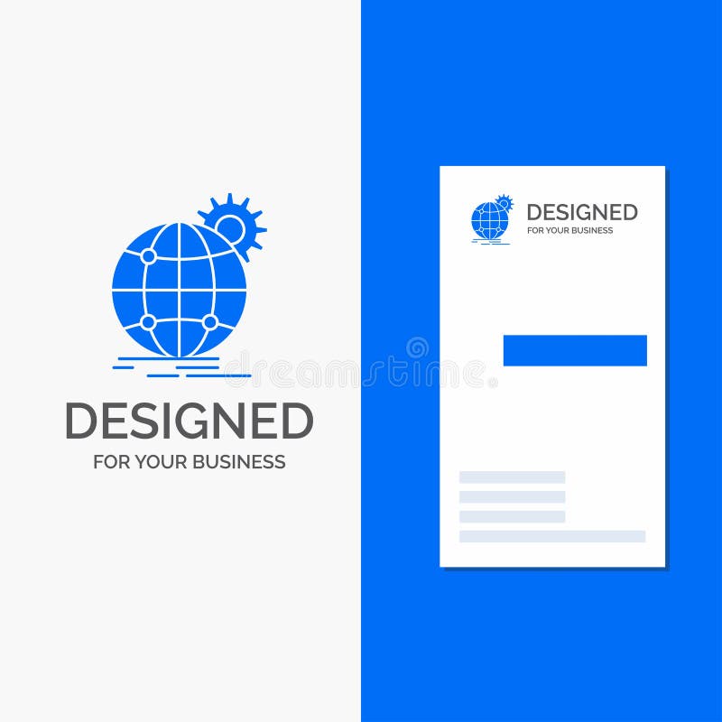 Logotipo para internacional, neg?cio do neg?cio, globo, mundial, engrenagem Molde azul vertical do cart?o do neg?cio/de visita ilustração royalty free Logotipo para internacional, neg?cio do neg?cio, globo, mundial, engrenagem Molde azul vertical do cart?o do neg?cio/de visita ilustração royalty free