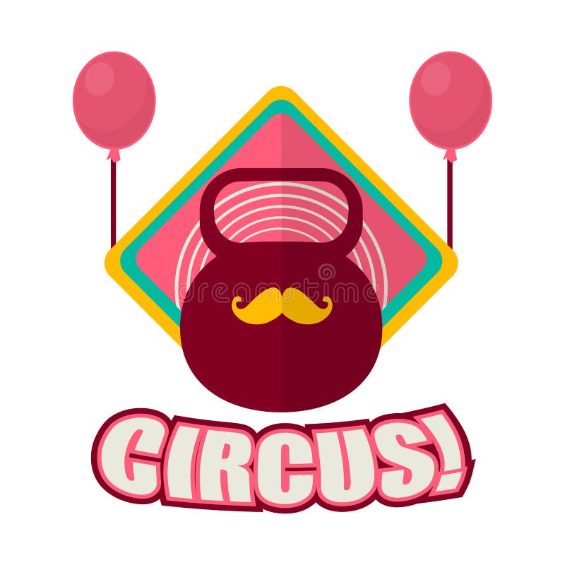 Logotipo promocional del circo con el peso y los globos stock de ilustración Logotipo promocional del circo con el peso y los globos stock de ilustración