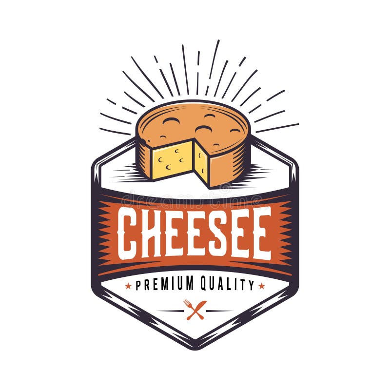 Logotipo retro del queso ilustración del vector. Ilustración de emblema