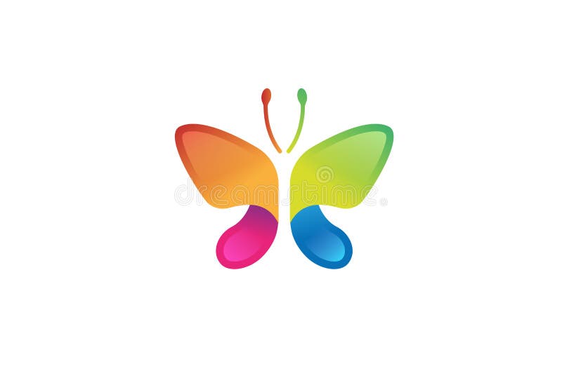 Logotipo simples abstrato colorido criativo da borboleta ilustração stock Logotipo simples abstrato colorido criativo da borboleta ilustração stock