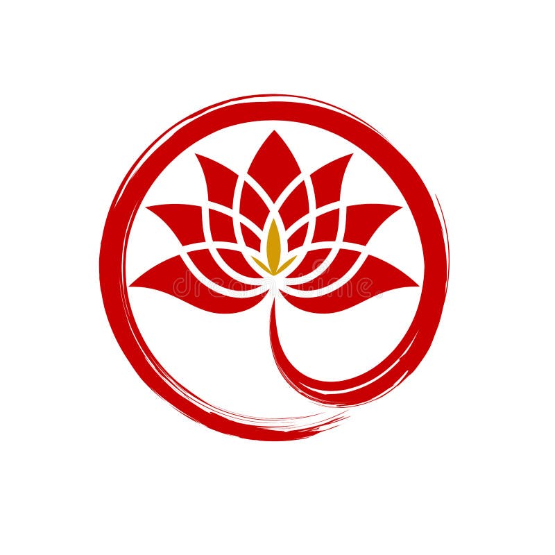 Logotipo vermelho do sumário do diamante dos lótus do círculo ilustração stock Logotipo vermelho do sumário do diamante dos lótus do círculo ilustração stock