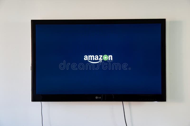 Logotipo video de la prima del Amazonas en LG TV imágenes de archivo libres de regalías Logotipo video de la prima del Amazonas en LG TV imágenes de archivo libres de regalías