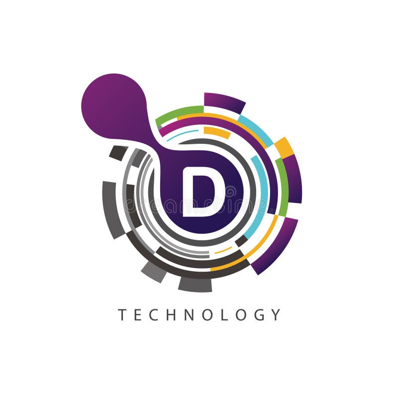 Logotipo visual da letra do techno D do pixel ilustração stock Logotipo visual da letra do techno D do pixel ilustração stock