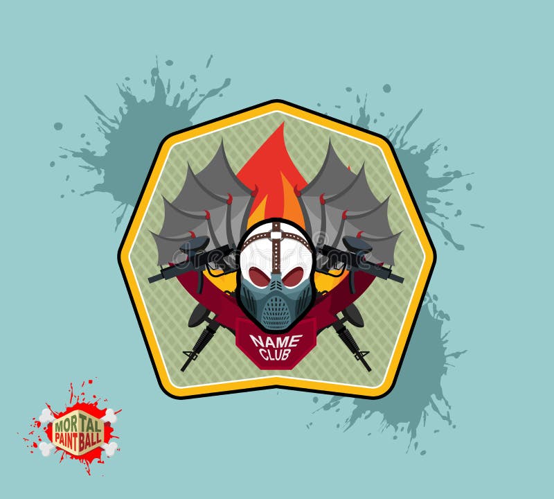 Logotipo y emblema del equipo de Paintball cráneo asustadizo en la máscara de Paintball