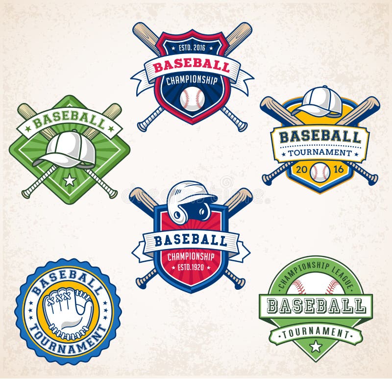 Logotipos coloridos do basebol do vetor ilustração royalty free Logotipos coloridos do basebol do vetor ilustração royalty free