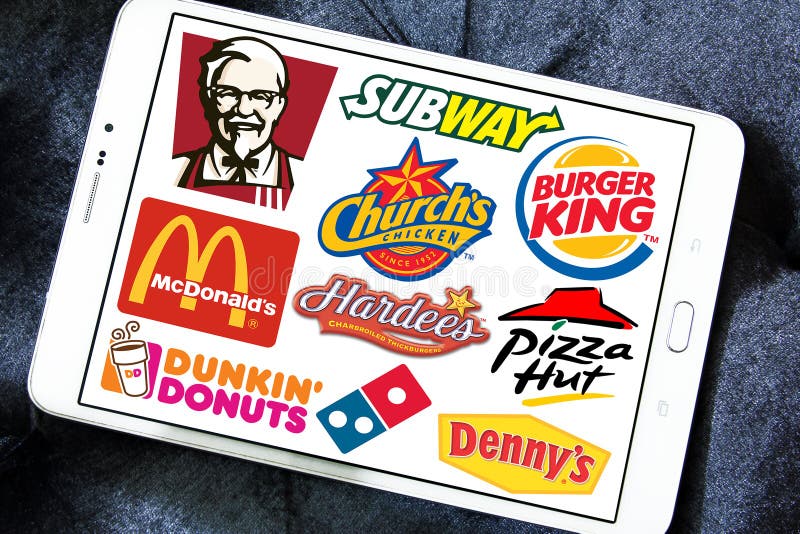 Logotipos de las marcas de los restaurantes de los alimentos de preparación rápida fotografía de archivo libre de regalías