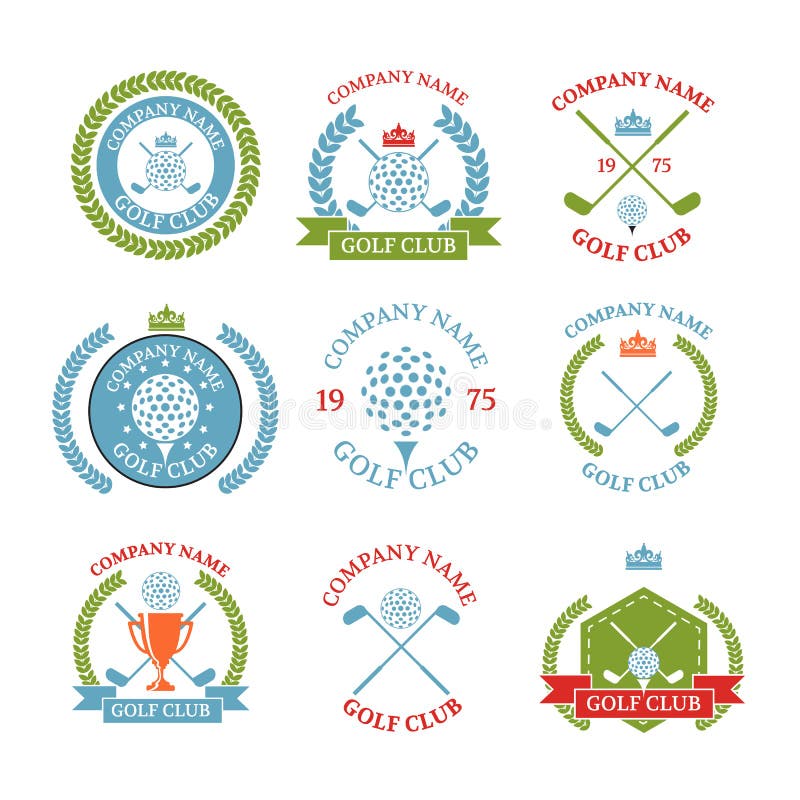 Logotipos del club de golf fijados de plantillas Diseño del logotipo del vector G blanco stock de ilustración Logotipos del club de golf fijados de plantillas Diseño del logotipo del vector G blanco stock de ilustración