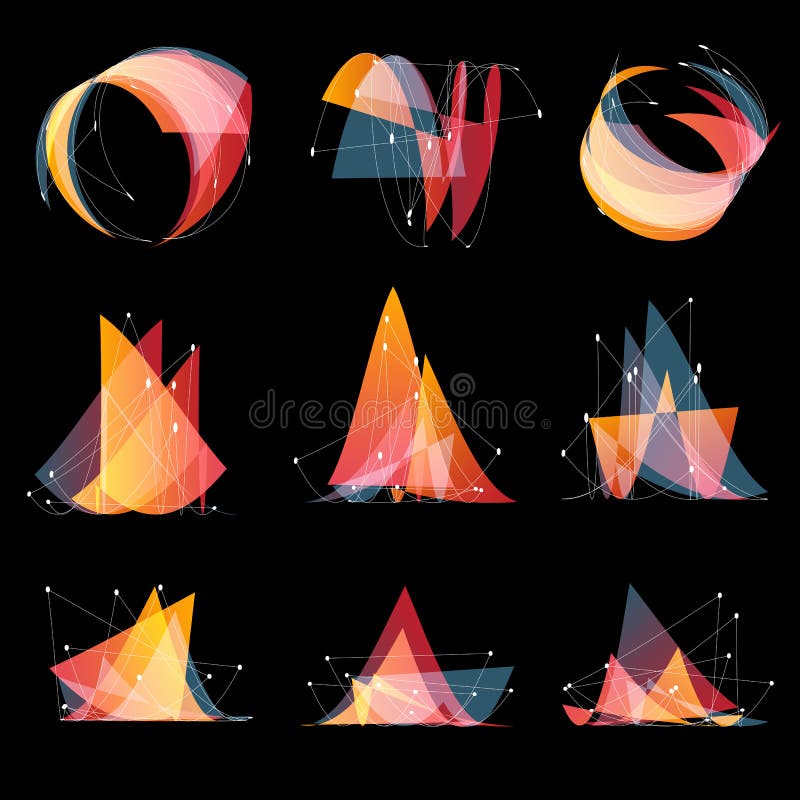 logotipos diferentes do grupo dos triângulos, elementos geométricos da forma da cor cor-de-rosa abstrata, baixo estilo poli com p ilustração stock logotipos diferentes do grupo dos triângulos, elementos geométricos da forma da cor cor-de-rosa abstrata, baixo estilo poli com p ilustração stock