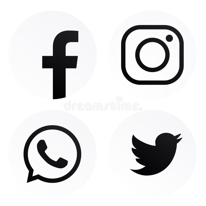 High resolution collection of black & white social media icons for web & printing purpose. Facebook Instagram whats-app twitter logos with black & white background. High resolution collection of black & white social media icons for web & printing purpose. Facebook Instagram whats-app twitter logos with black & white background.