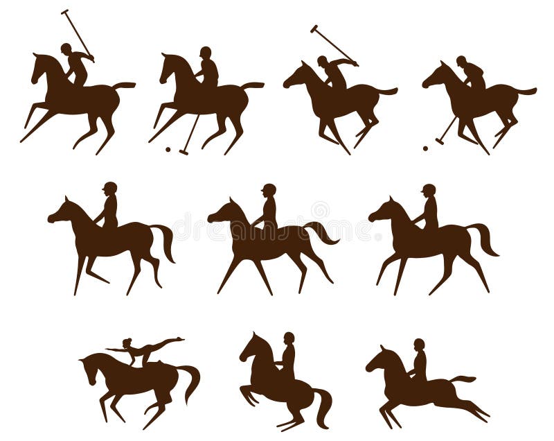 Set of 10 different equestrian sports symbols. Set of 10 different equestrian sports symbols