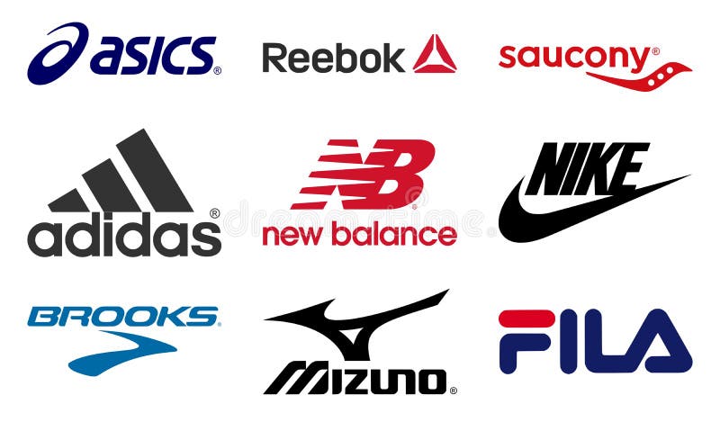 Logotipos dos produtores dos tênis de corrida