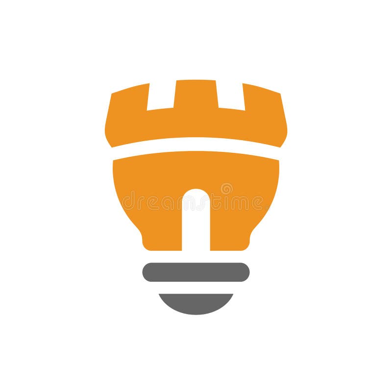 Logotyp för Creative castle lightbulb-logotyp, mall för lampsymbol - Vector royaltyfri illustrationer Logotyp för Creative castle lightbulb-logotyp, mall för lampsymbol - Vector royaltyfri illustrationer