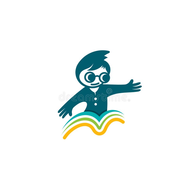 Logotyp för elever, barnlogotyp och bokdesign för universitet stock illustrationer