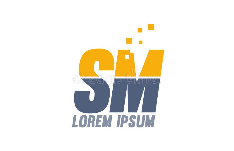 logotyp för gul blå SM S M-bokstav för bokstav, företag