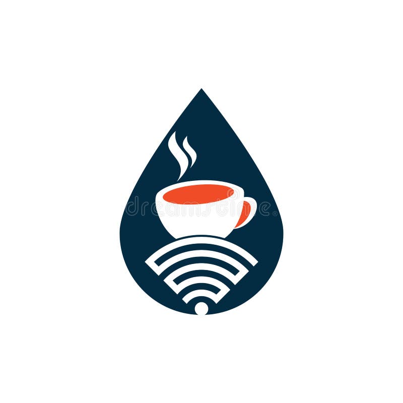 Logotyp för kaffepwifi-tappform. royaltyfri illustrationer