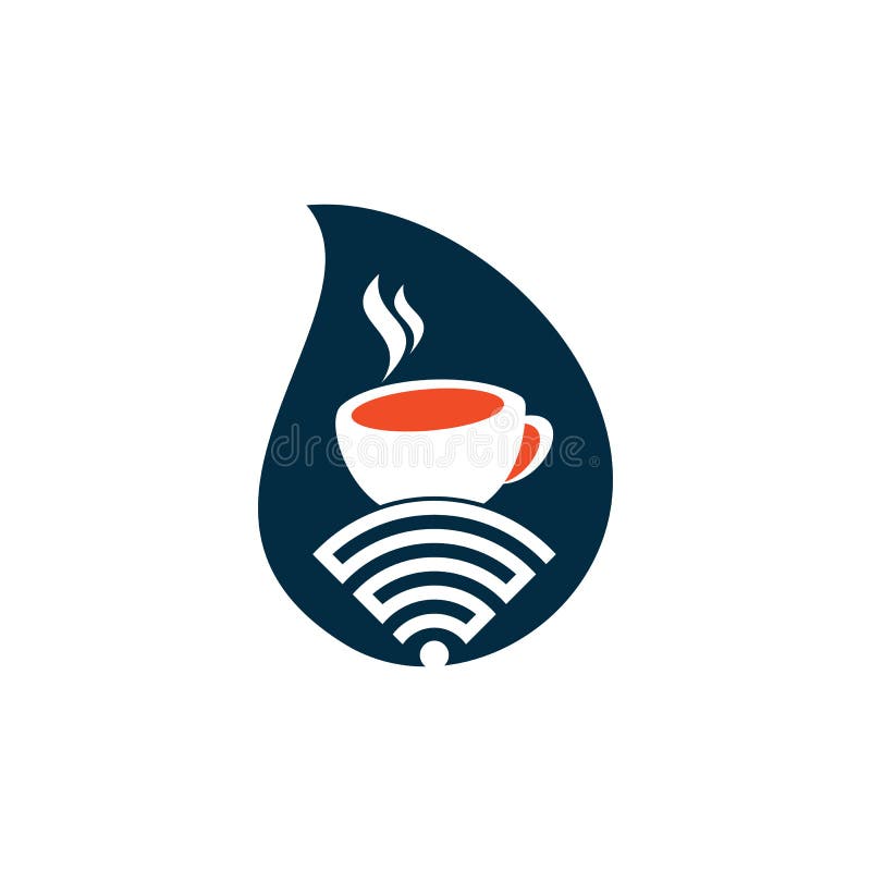 Logotyp för kaffepwifi-tappform. vektor illustrationer