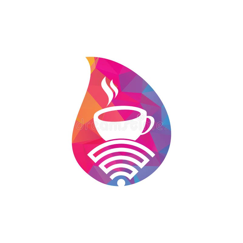 Logotyp för kaffepwifi-tappform. royaltyfri illustrationer