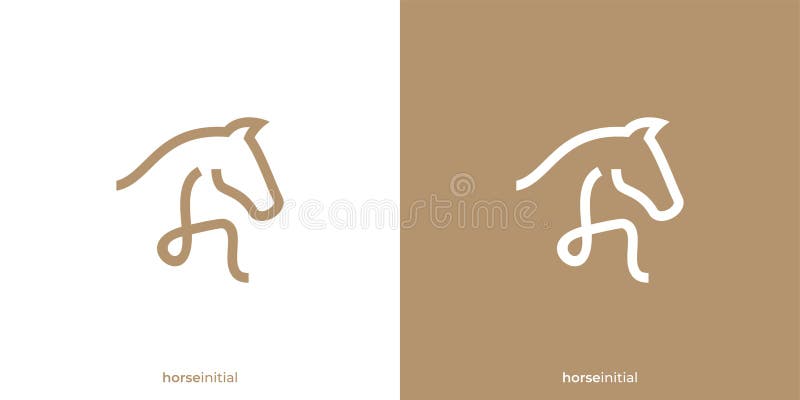 Logotyp för lyxhäst. Hästhuvud och abstrakt inledning av h med minimalistisk stil. vektor illustrationer