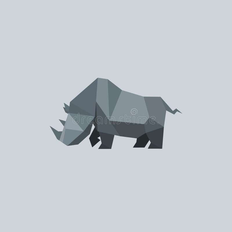 Logotyp för låg poly-rhino vektor illustrationer