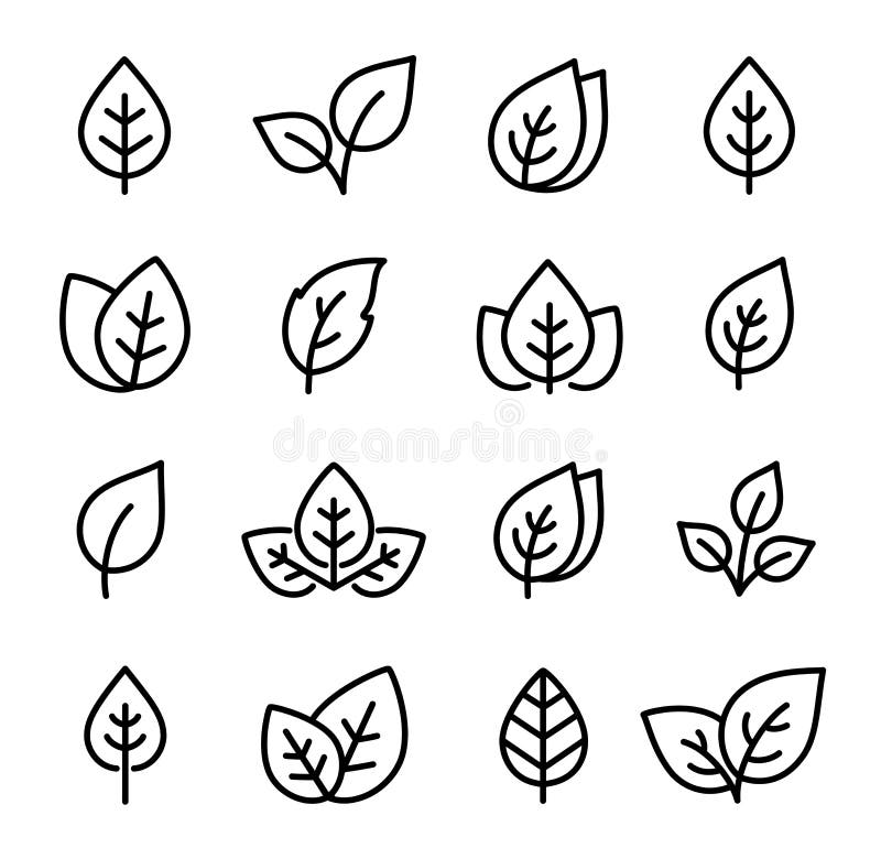 Logotyp för symboler för svart bladlinje stock illustrationer
