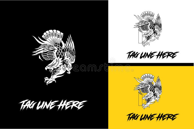 Logotypdesign för örnvektorvektor, svart och vitt stock illustrationer