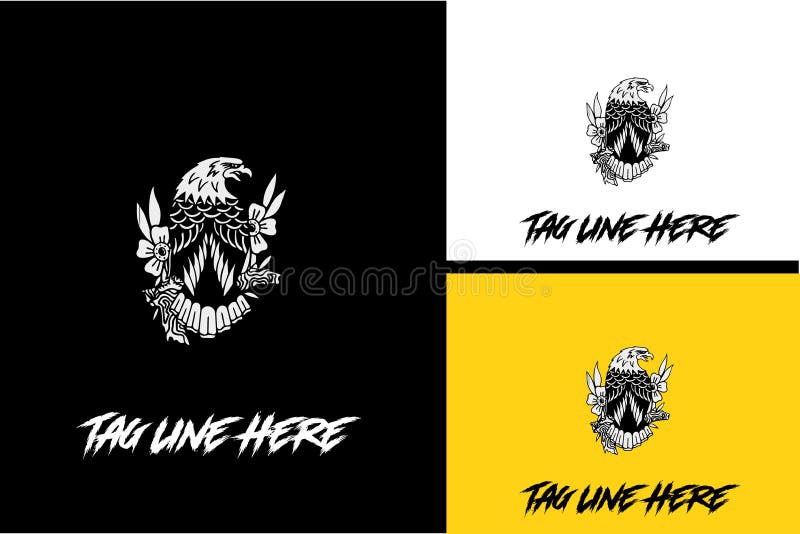 Logotypdesign för örnvektorvektor, svart och vitt vektor illustrationer